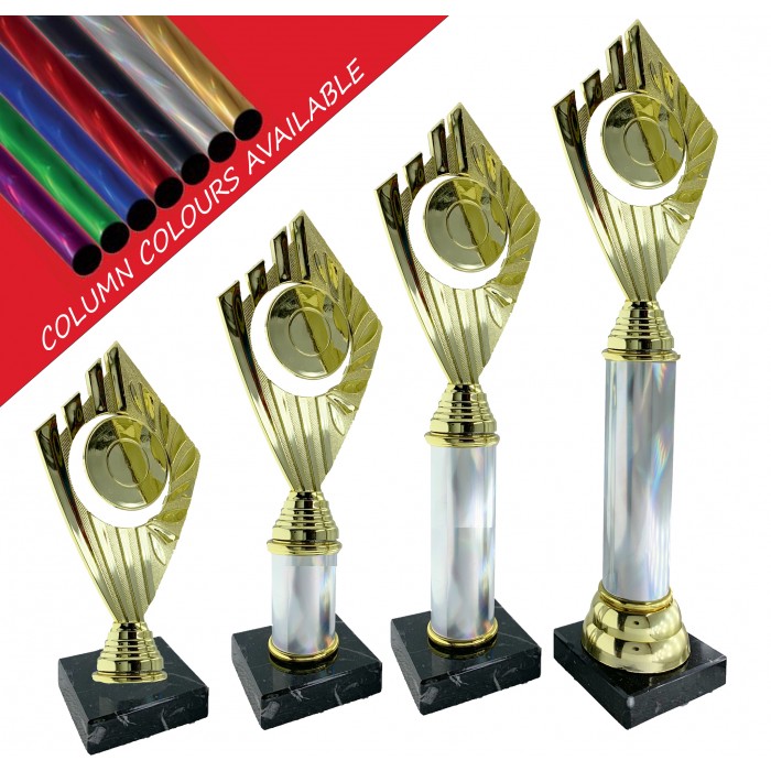 CENTRE HOLDER COLUMN PLASTIC TROPHY - WITH CHOICE OF SPORTS CENTRE - 4 SIZES